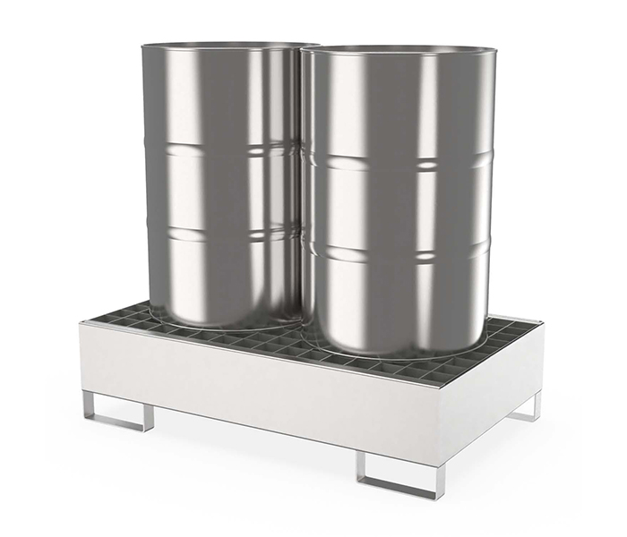 Cuva de retentie din inox pentru 2 butoaie
