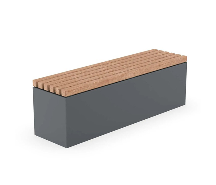 Banca metalica cu sezut din lemn, 1420x380x445 mm
